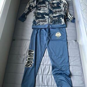 Adidas Blue Graphic Track Jacket & Pants Set